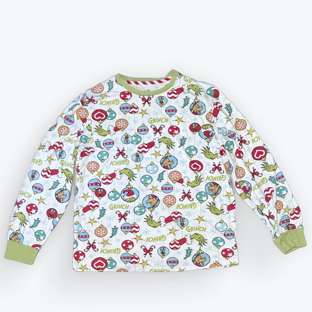 Ugly Christmas Sweater Holiday Unisex Grinch Graphic Long Sleeve Tee ~ L (42-44)